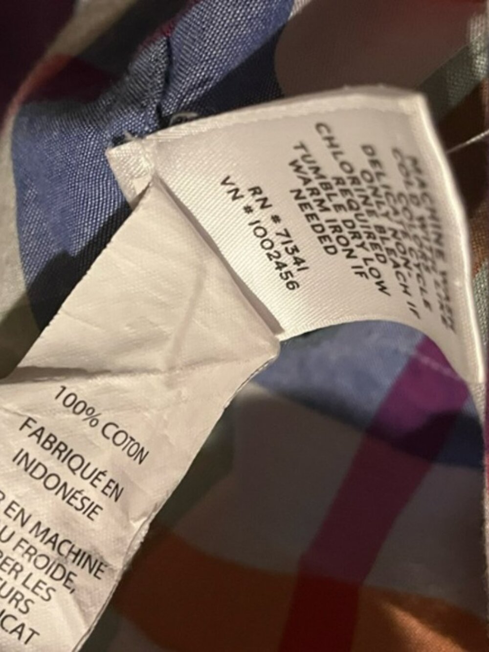 LL Bean Signature High Low Camp Shirt Short Sleeve Button Down Multicolor - Sz L - Picture 4 of 4